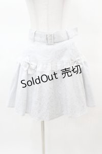 Ank Rouge / パールバックルベルトJQフレアギャザースカート M ブルー H-25-03-19-1031-CA-SK-NS-ZH