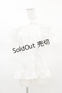 metamorphose / 共フリル半袖ブラウス Free オフ H-25-03-19-026-ME-BL-NS-ZH