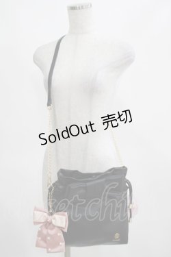 画像1: m petit by misako / NINA'Sコラボ/リボンキンチャクショルダーバッグ  ブラック H-25-03-20-044-LO-BG-NS-ZH