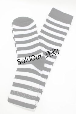 画像1: DearMyLove / ボーダーニーハイソックス  ブラック/ホワイト H-25-03-20-050-EL-ZA-NS-ZH
