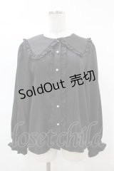Ank Rouge / BIGフリルカラーブラウス M ブラック H-25-03-20-1043-CA-BL-NS-ZH