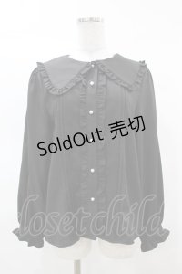 Ank Rouge / BIGフリルカラーブラウス M ブラック H-25-03-20-1043-CA-BL-NS-ZH