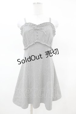 画像1: Ank Rouge / 千鳥柄フレアキャミワンピース M ブラック H-25-03-20-1020-CA-OP-NS-ZH