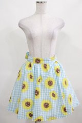 MILK / Summerフラワースカート  サックスギンガム×ヒマワリ H-25-03-21-034-ML-SK-KB-ZH