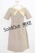 MILK / Tie-upワンピース  マスタード×ネイビー H-25-03-21-046-ML-OP-KB-ZH