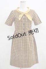 MILK / Tie-upワンピース  マスタード×ネイビー H-25-03-21-046-ML-OP-KB-ZH