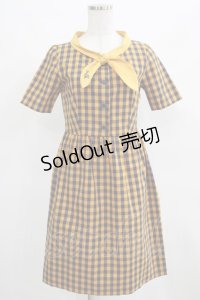 MILK / Tie-upワンピース  マスタード×ネイビー H-25-03-21-046-ML-OP-KB-ZH