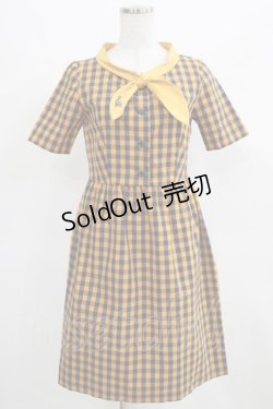 画像1: MILK / Tie-upワンピース  マスタード×ネイビー H-25-03-21-046-ML-OP-KB-ZH