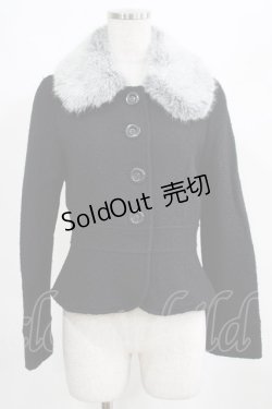 画像1: Emily Temple cute / ファーカラーショートコート  黒 H-25-03-21-047-ET-CO-KB-ZT-C016