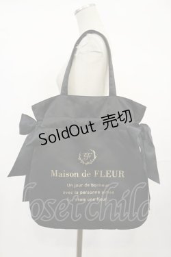 画像1: Maison de FLEUR / ダブルリボントートバッグ  ブラック H-25-03-21-1039-LO-BG-NS-ZH
