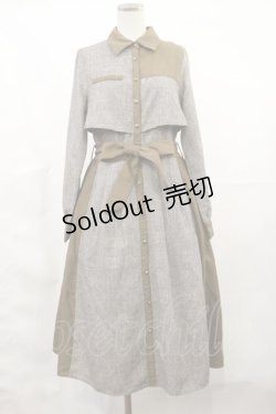 画像1: axes femme / バイカラーシャツワンピース M ブラウン H-25-03-21-1010-AX-OP-NS-ZH