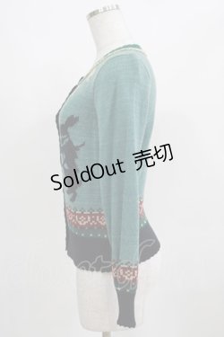 画像2: Jane Marple / アリスとラビットの編みこみカーディガン  グリーン×ネイビー H-25-03-21-058-JM-TO-KB-ZH