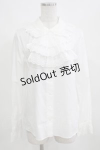 Jane Marple / レースジャボ付ブラウス  白 H-25-03-21-059-JM-BL-KB-ZH