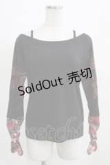 Qutie Frash / オフショルカットソー  黒×赤 H-25-03-21-061-QU-TO-KB-ZH