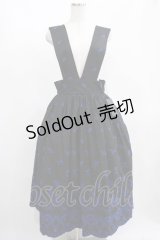 Moi-meme-Moitie / May lilyサスペンダーロングスカート 13号 ブラック×ブルー H-25-03-21-010-MO-SK-KB-ZH