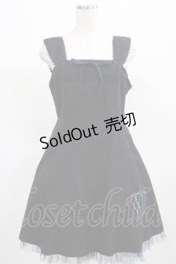 画像1: BPN / 王冠刺繍ジャンパースカート M 黒×青 H-25-03-21-013-GO-OP-KB-ZH