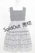 Jane Marple / Musical Noteバイカラーミニドレス  グレー H-25-03-21-014-JM-OP-KB-ZH