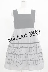 Jane Marple / Musical Noteバイカラーミニドレス  グレー H-25-03-21-014-JM-OP-KB-ZH