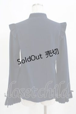 画像3: axes femme kawaii / リボンブローチ付肩フリルブラウス M ネイビー H-25-03-22-036-AX-BL-NS-ZH