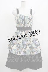 axes femme POETIQUE / ナイトメアー・ビフォア・クリスマス/ツギハギ風ワンピース M ブラック H-25-03-22-005-AX-OP-NS-ZH