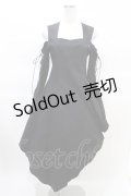 ATELIER BOZ / レースアップスリーブアシメワンピース  黒 H-25-03-22-1005-EL-OP-KB-ZH