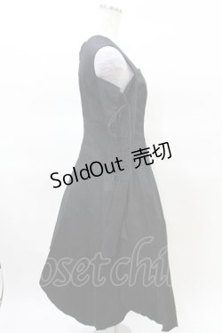 画像2: ATELIER BOZ / レースアップスリーブアシメワンピース  黒 H-25-03-22-1005-EL-OP-KB-ZH
