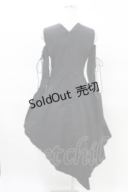 画像3: ATELIER BOZ / レースアップスリーブアシメワンピース  黒 H-25-03-22-1005-EL-OP-KB-ZH