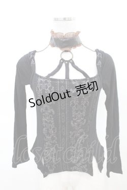 画像1: STEAM / チョーカーホルターカットソー  黒×茶 H-25-03-22-1018-HN-TO-KB-ZH