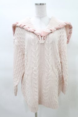 画像1: Candy Stripper / LACE UP SAILOR CABLE KNIT 2 ライトピンク H-25-03-22-1020-PU-TO-KB-ZT070