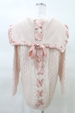 画像2: Candy Stripper / LACE UP SAILOR CABLE KNIT 2 ライトピンク H-25-03-22-1020-PU-TO-KB-ZT070