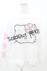 Candy Stripper / HELLO KITTY KNIT  オフ×ピンク H-25-03-22-1023-PU-TO-KB-ZH