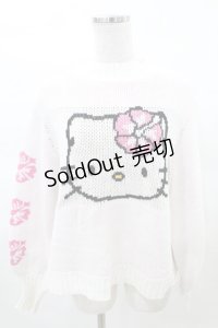 Candy Stripper / HELLO KITTY KNIT  オフ×ピンク H-25-03-22-1023-PU-TO-KB-ZH