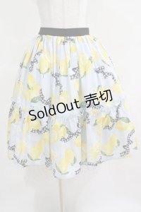 axes femme kawaii / ストライプレモン柄スカート M サックス H-25-03-22-021-AX-SK-NS-ZH