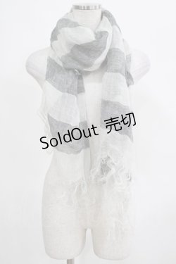 画像1: PEACE NOW / ボーダーストール  グレー H-25-03-23-054-PU-ZA-KB-ZH