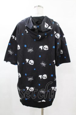 画像2: NieR Clothing / 総柄ZIP半袖パーカー F 黒 H-25-03-23-1053-PU-TO-KB-ZH