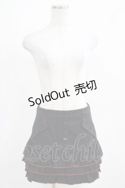 画像4: MA / カラーステッチフリルスカート  黒×赤 H-25-03-23-006-PU-SK-KB-ZH