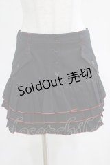 MA / カラーステッチフリルスカート  黒×赤 H-25-03-23-006-PU-SK-KB-ZH