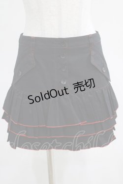画像1: MA / カラーステッチフリルスカート  黒×赤 H-25-03-23-006-PU-SK-KB-ZH