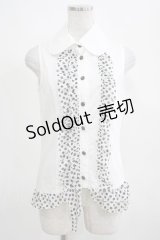 PEACE NOW / ドットフリルノースリーブブラウス  白 H-25-03-23-009-PU-BL-KB-ZH