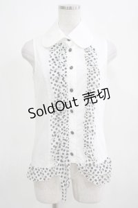 PEACE NOW / ドットフリルノースリーブブラウス  白 H-25-03-23-009-PU-BL-KB-ZH