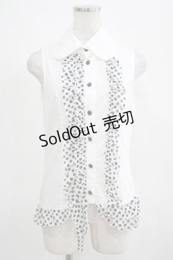 画像1: PEACE NOW / ドットフリルノースリーブブラウス  白 H-25-03-23-009-PU-BL-KB-ZH