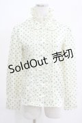 Jane Marple / ドットフリルブラウス  アイボリー×グリーン H-25-03-23-015-JM-BL-KB-ZH