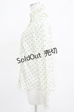 画像2: Jane Marple / ドットフリルブラウス  アイボリー×グリーン H-25-03-23-015-JM-BL-KB-ZH
