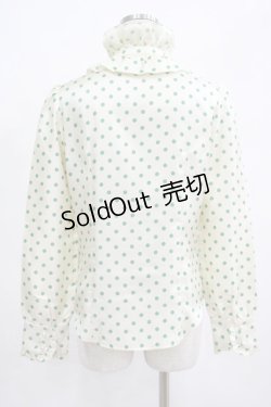 画像3: Jane Marple / ドットフリルブラウス  アイボリー×グリーン H-25-03-23-015-JM-BL-KB-ZH