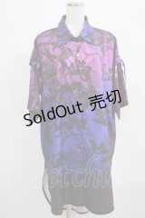 NieR Clothing / 夏用2WAY総柄和風羽織  GRADATION BUTTERFLY×ROSE H-25-03-24-026-PU-BL-KB-ZH