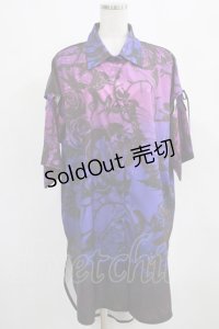 NieR Clothing / 夏用2WAY総柄和風羽織  GRADATION BUTTERFLY×ROSE H-25-03-24-026-PU-BL-KB-ZH