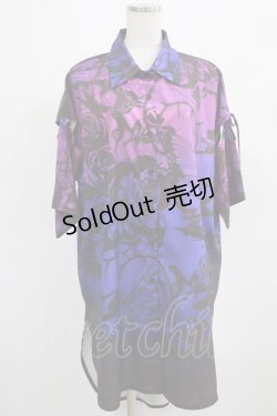 画像1: NieR Clothing / 夏用2WAY総柄和風羽織  GRADATION BUTTERFLY×ROSE H-25-03-24-026-PU-BL-KB-ZH