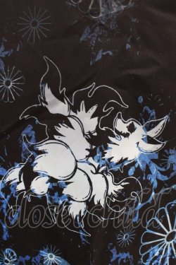 画像4: NieR Clothing / 中綿入りキルティングはんてん風アウター  黒/和柄九尾 H-25-03-24-030-PU-JA-KB-ZT071