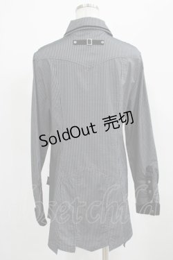 画像3: Ozz Croce / プリントストライプロングシャツ  黒×グレー H-25-03-24-033-OO-BL-KB-ZH