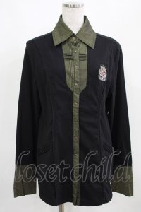 Rozen Kavalier / ストライプ切替長袖ブラウス  黒 H-25-03-24-034-OO-BL-KB-ZH